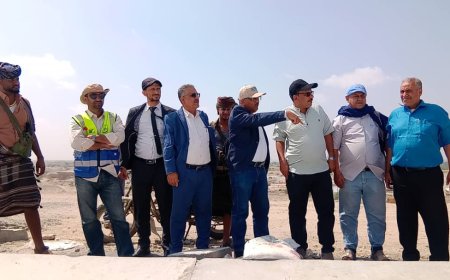 وفد من وزارة الزراعة وفريق إعلامي من أبين يزورون مشروع سد حسان الاستراتيجي