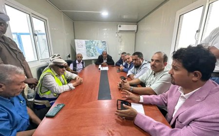 وفد من وزارة الزراعة والسلطة المحلية وفريق إعلامي من أبين يزورون مشروع سد حسان