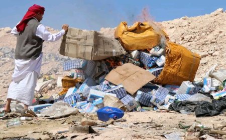 إتلاف 1300 لتر من العصائر المخالفة للمواصفات في الغيضة بمحافظة المهرة