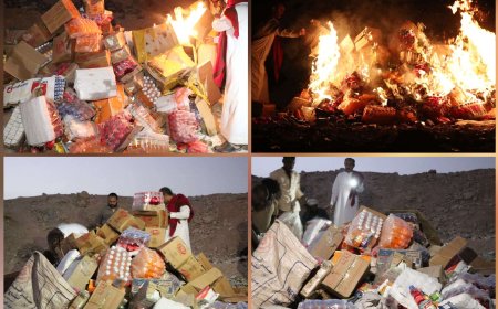 إتلاف كميات من المواد الغذائية الفاسدة في أسواق الغيضة بمحافظة المهرة