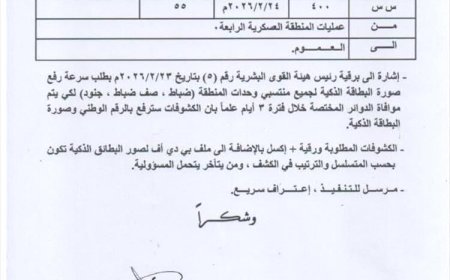إجراء جديد لضبط كشوفات الرواتب ومنع الازدواجية في الأسماء بالمنطقة العسكرية الرابعة
