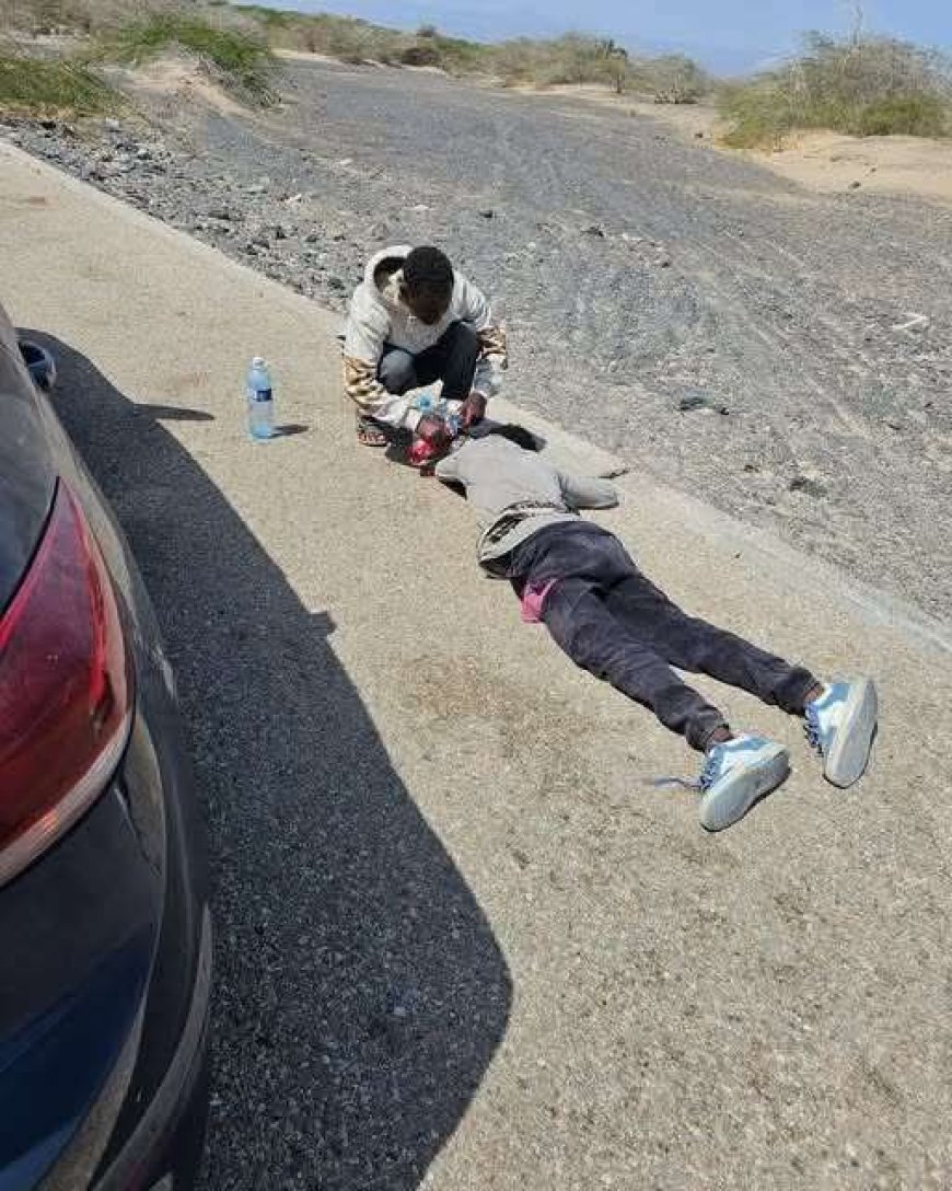 العثور على شابٍ مغشياً عليه مـن الجوع في طريق عـدن–حضرموت وتحـذيرات إنسانية.