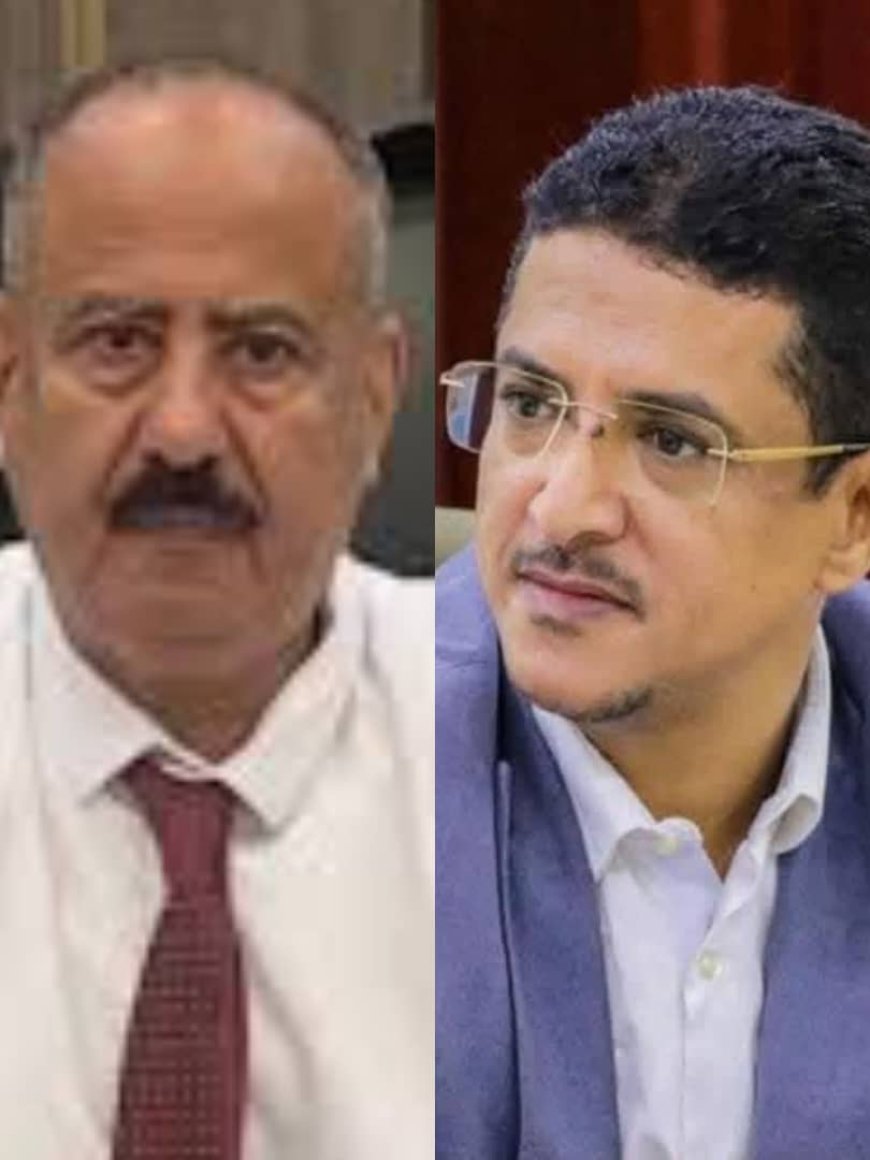 الدكتور منيف الزغلي نائب مدير عام مطار عدن الدولي يهنئ  معالي الوزير محسن حيدرة بمناسبة تعيينه وزيرا للنقل