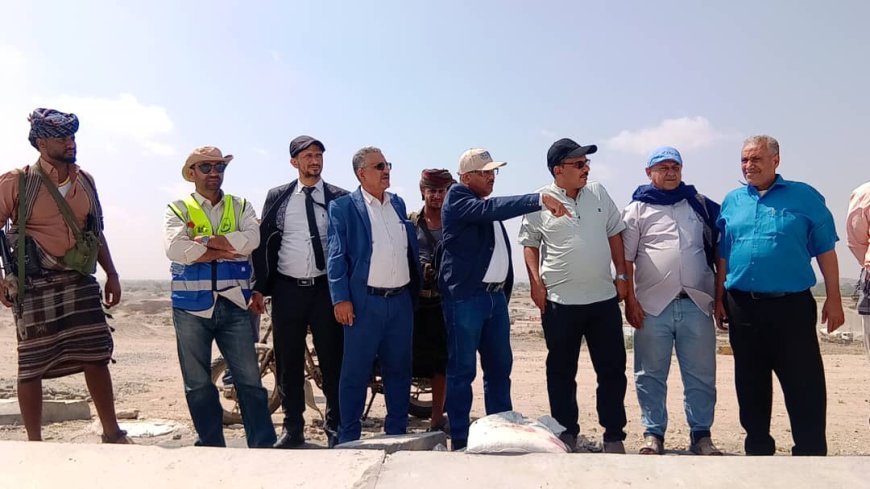 وفد من وزارة الزراعة وفريق إعلامي من أبين يزورون مشروع سد حسان الاستراتيجي