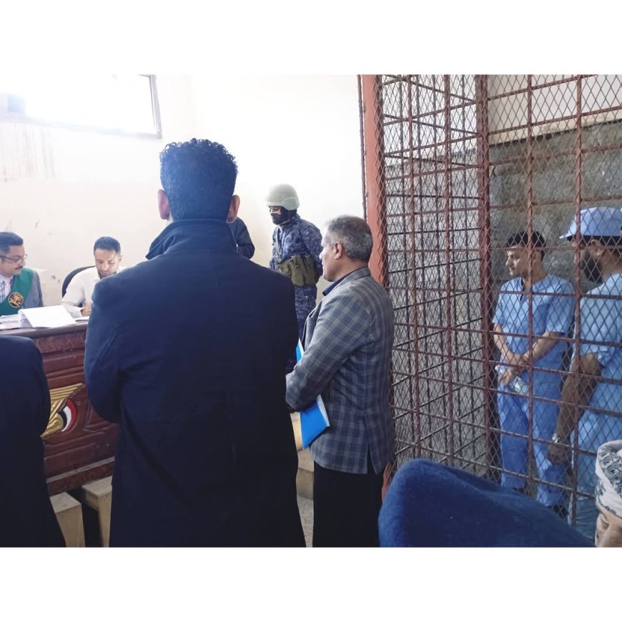 تعز.المتهم غزوان المخلافي وستة متهمين آخرين يمثلون أمام المحكمة الجزائية المتخصصة في قضايا جنائية جسيمة