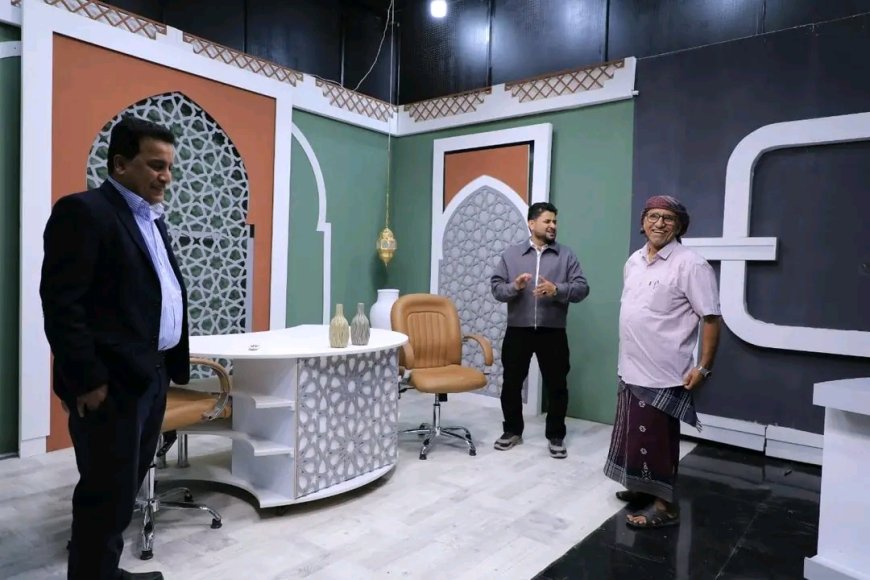 رئيس مجموعة بن دول التجارية يزور قطاع تلفزيون حضرموت