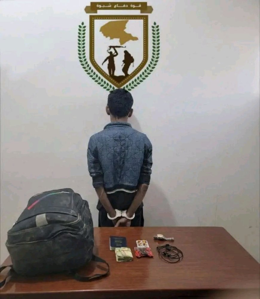 ‏قوات دفاع شبوة تضبط كمية من مادة الحشيش المخدر في إحدى النقاط التابعة لها في مدخل مدينة عتق