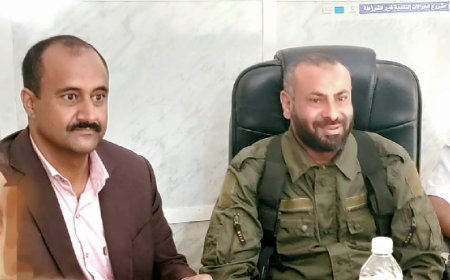 مدير عام مديرية قعطبة بكر الشاعري يهنئ اللواء أحمد قائد القبة بتعيينه محافظاً للضالع