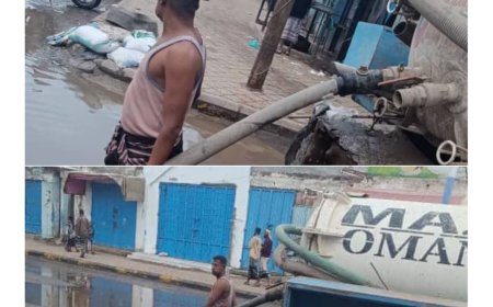 مؤسسة المياه بأبين تنفذ أعمال شفط مياه الأمطار في زنجبار