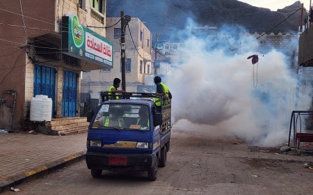 تنفيذا لتوجيهات وزير الدولة محافظ عدن.. صحة البيئة بصيرة يواصل تنفيذ حملة رش ضبابي واسعة عقب الأمطار