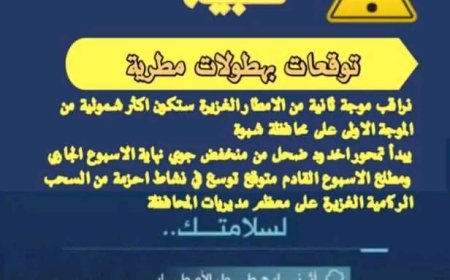 الدفاع المدني بشبوة يحذر من سيول وأمطار رعدية ويطلق تحذيراً عاجلاً للمواطنين