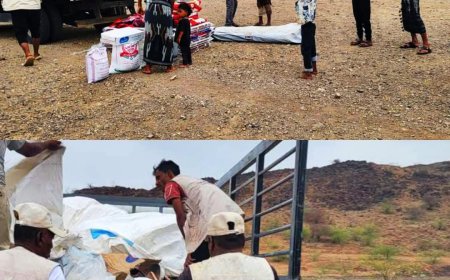 الخلية الإنسانية تباشر تقديم المساعدات الإغاثية لمنكوبي السيول في المخا وموزع.