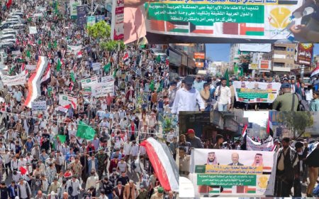 حضور لافت للرابطة اليمنية السعودية في التظاهرة الجماهيرية بمدينة تعز تنديدًا بالاعتداءات الإيرانية