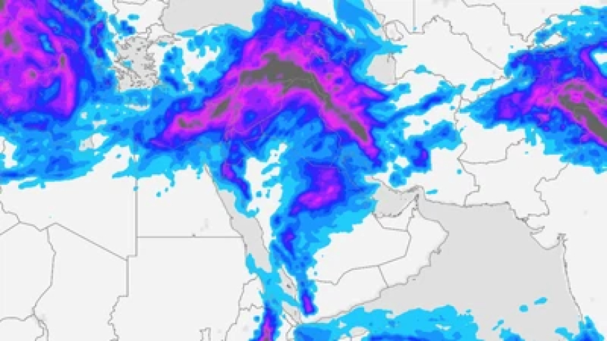 أمطار غزيرة مصحوبة بالبرق والبَرَد تشمل 15 دولة عربية