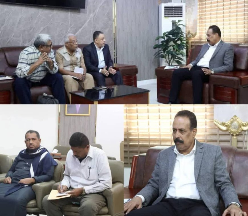 لقاء وزير الأشغال بقيادات خنفر وأبين يناقش إصلاح طرق جعار ويؤكد تدشين مشروع جعار باتيس بعد العيد