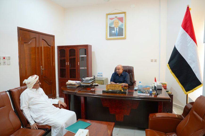 عضو مجلس القيادة محافظ حضرموت يطلع على سير عمل جمارك منفذ الوديعة البري