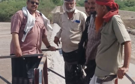 نزول ميداني لمكتب الزراعة لحج لتفقد السدود وقنوات الري