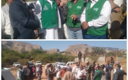 فريق البرنامج السعودي للتنمية وإعمار اليمن ومكتب الأشغال يزوران حبان ويعتمدان تأهيل طريق العرم هدى بطول 10 كلم