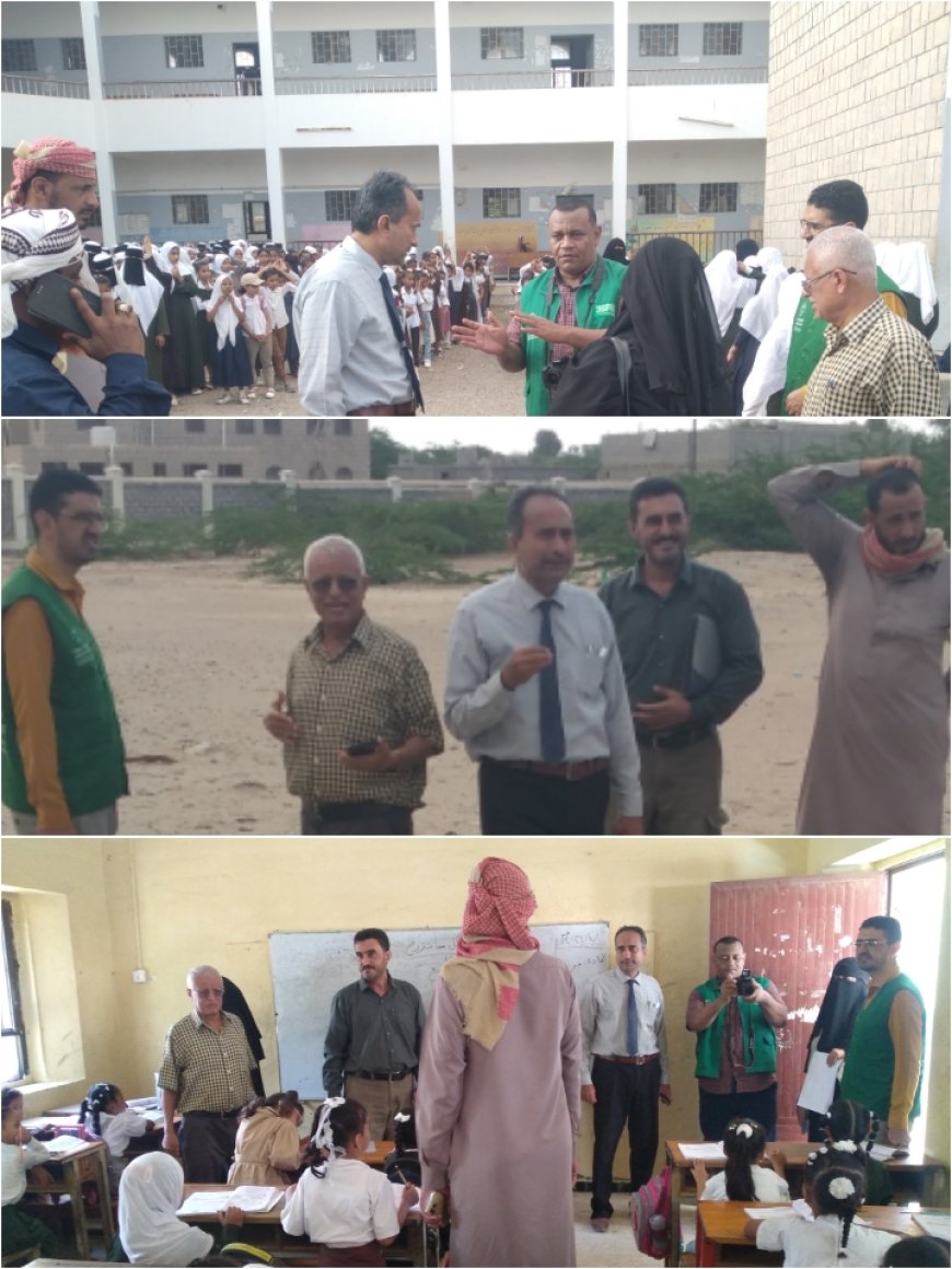 مدير عام تربية أبين وممثلين الصندوق الاجتماعي والبرنامج السعودي للاعمار يعاينون الموقع لبناء مجمع البنات بباجدار