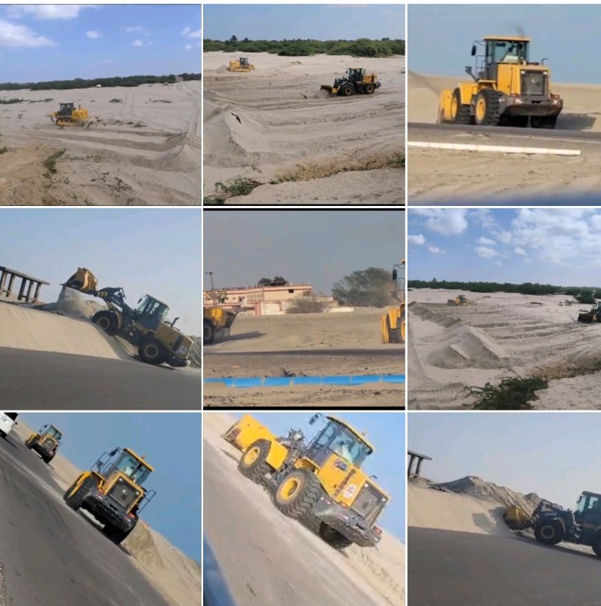 بإشراف  قيادة السلطة المحلية وبدعم قوات درع الوطن ازالة الرمال من الخط الدولي وتدشين الاعمال بدلتا ابين واحور.