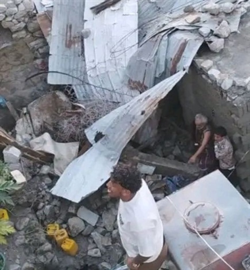 تعز.انهيارات صخرية تصيب امرأة وتهدد حياة عشرات الأسر قرب قلعة القاهرة 