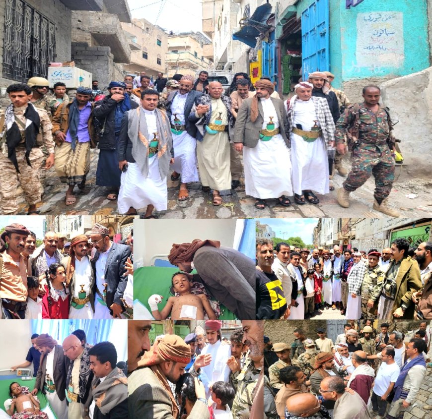 الشيخ صهيب البركاني يزور أسر ضحايا السيول والقصف بــ«تعز» ويقدم واجب العزاء والمواساة