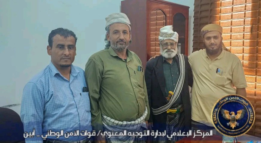 قائد قوات الأمن الوطني بأبين يلتقي عدداً من المشايخ والأعيان والشخصيات الاجتماعية في مديريتي زنجبار وخنفر