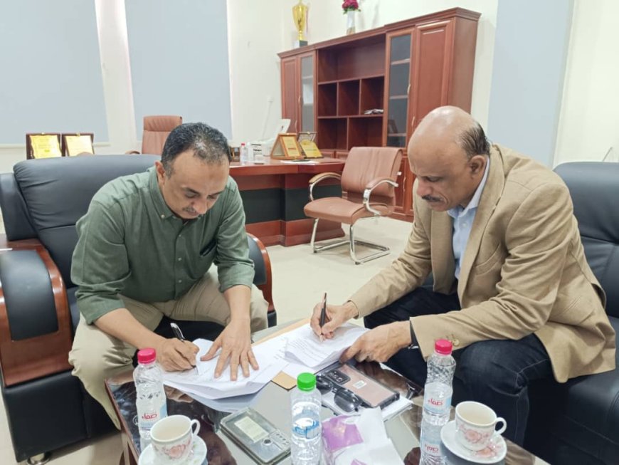 الشعبي والتميمي يوقعان اتفاقية تفاهم بين مكتب الصحة بعدن وكلية الطب جامعة عدن