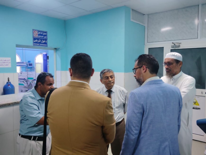 وفد المكتب الهندسي الكويتي يزور هيئة مستشفى أبن سيناء بالمكلا للإطلاع على احتياجات مشروع إعادة تأهيل أقسام المستشفى